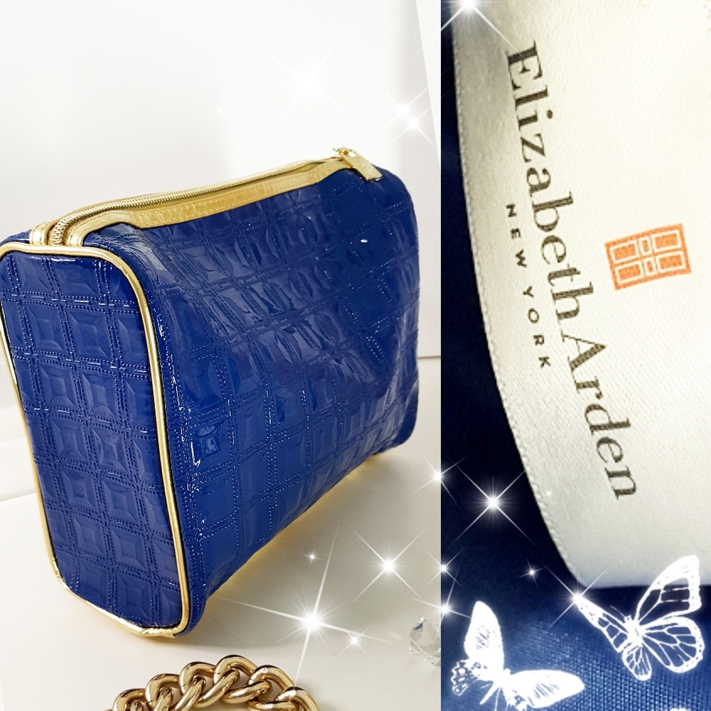 Elizabeth Arden💝Blue-Gold Large Cosmetic Bag/Beauty Bag/Makeup Bag